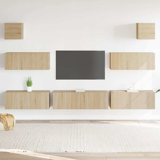 7 Piece TV Cabinet Set Sonoma Oak Engineered Wood