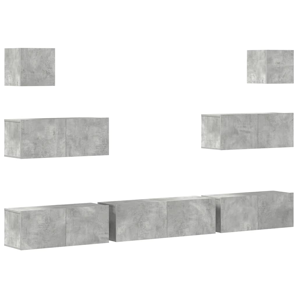 7 Piece TV Cabinet Set Concrete Grey Engineered Wood