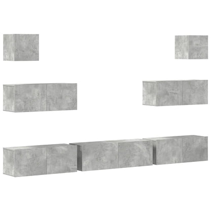 7 Piece TV Cabinet Set Concrete Grey Engineered Wood
