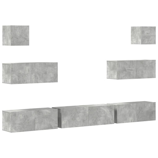 7 Piece TV Cabinet Set Concrete Grey Engineered Wood