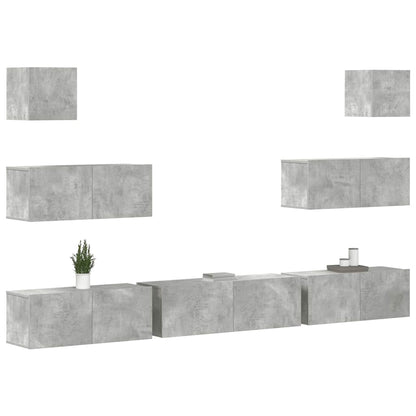 7 Piece TV Cabinet Set Concrete Grey Engineered Wood