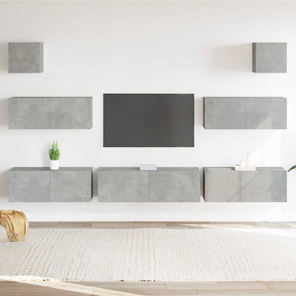 7 Piece TV Cabinet Set Concrete Grey Engineered Wood