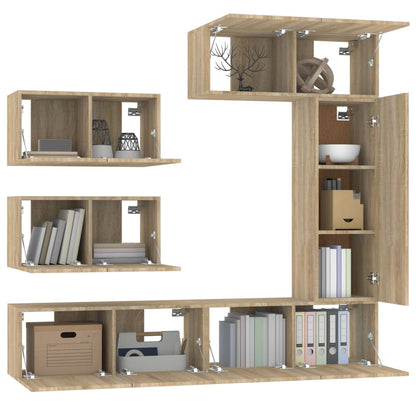 6 Piece TV Cabinet Set Sonoma Oak Engineered Wood