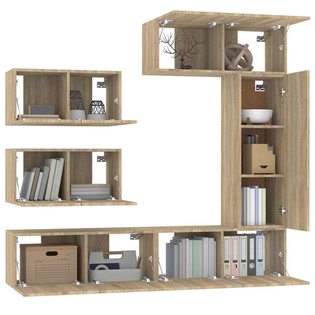 6 Piece TV Cabinet Set Sonoma Oak Engineered Wood