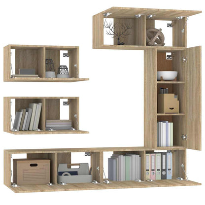 6 Piece TV Cabinet Set Sonoma Oak Engineered Wood