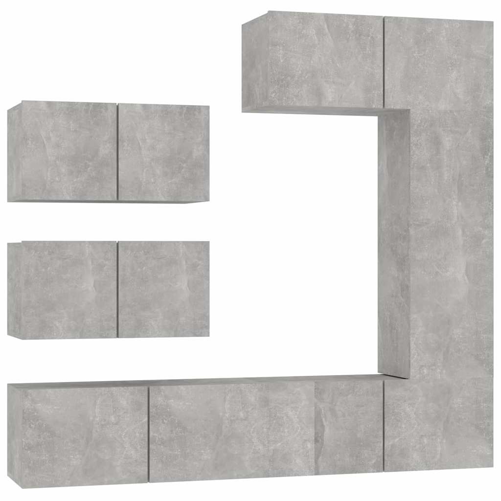 6 Piece TV Cabinet Set Concrete Grey Engineered Wood