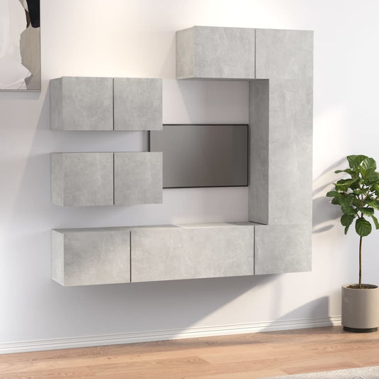 TV Cabinet Set | Set of 6 | Concrete Grey | Engineered Wood | Medium
