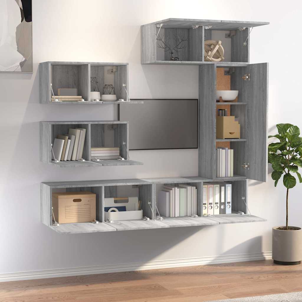 6 Piece TV Cabinet Set Grey Sonoma Engineered Wood