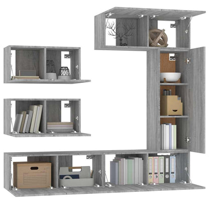 6 Piece TV Cabinet Set Grey Sonoma Engineered Wood