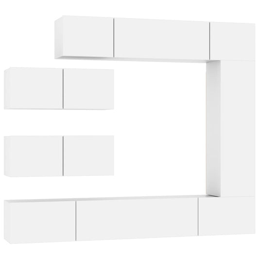 Tv Cabinet Set | Set of 7 | White | Engineered Wood | Medium to Large
