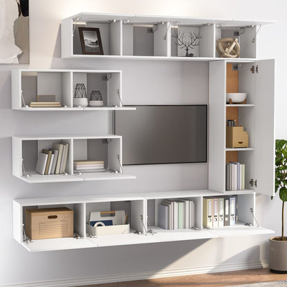 Tv Cabinet Set | Set of 7 | White | Engineered Wood | Medium to Large