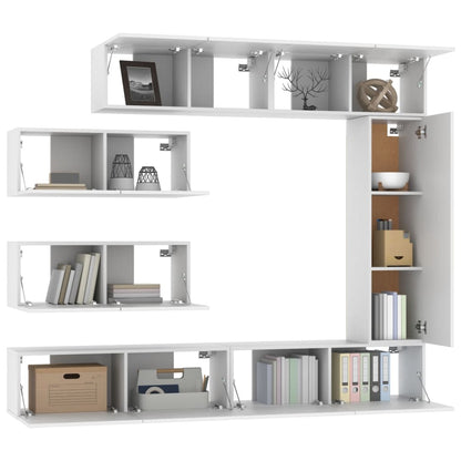 Tv Cabinet Set | Set of 7 | White | Engineered Wood | Medium to Large