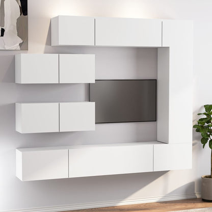 Tv Cabinet Set | Set of 7 | White | Engineered Wood | Medium to Large