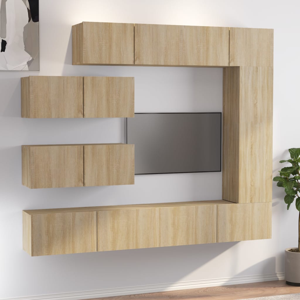 Tv Cabinet Set | Set of 7 | Sonoma oak | Engineered wood | Standard
