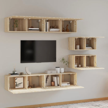 4 Piece TV Cabinet Set Sonoma Oak Engineered Wood