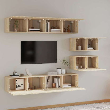 6 Piece TV Cabinet Set Sonoma Oak Engineered Wood