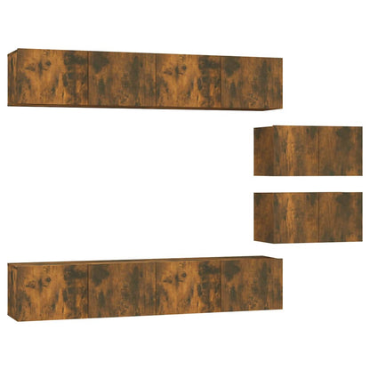 6 Piece TV Cabinet Set Smoked Oak Engineered Wood