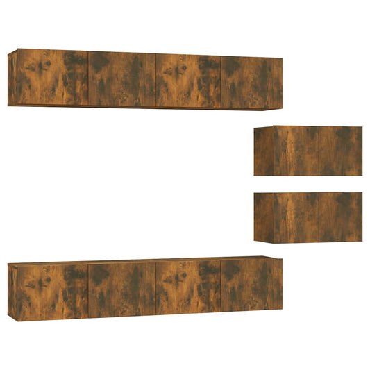 6 Piece TV Cabinet Set Smoked Oak Engineered Wood