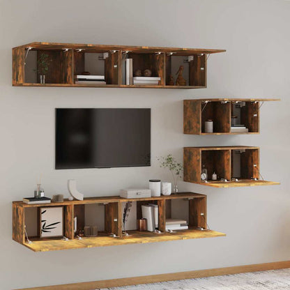 6 Piece TV Cabinet Set Smoked Oak Engineered Wood