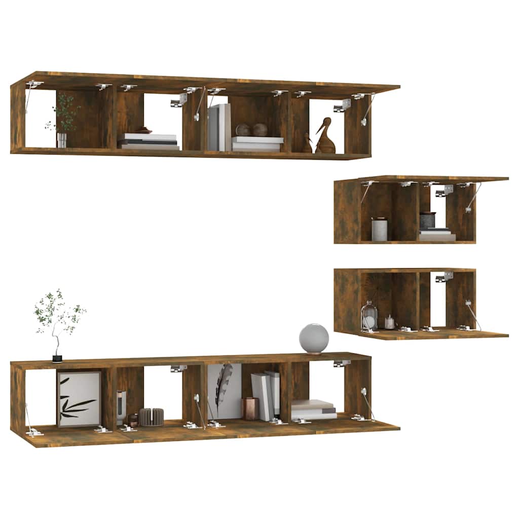 6 Piece TV Cabinet Set Smoked Oak Engineered Wood