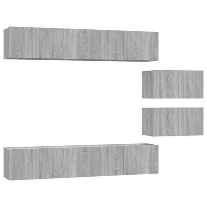 6 Piece TV Cabinet Set Grey Sonoma Engineered Wood