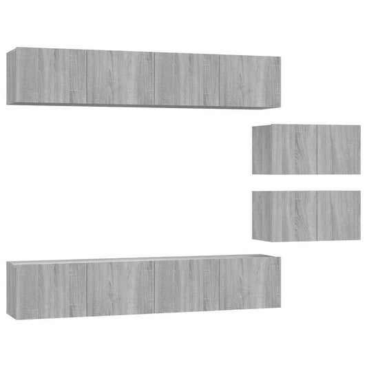 6 Piece TV Cabinet Set Grey Sonoma Engineered Wood