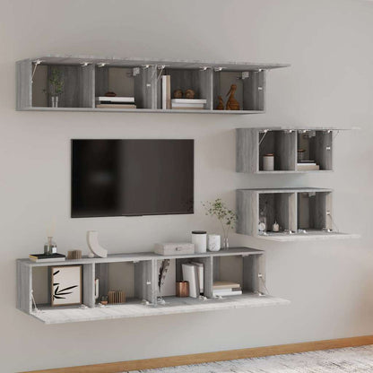 6 Piece TV Cabinet Set Grey Sonoma Engineered Wood