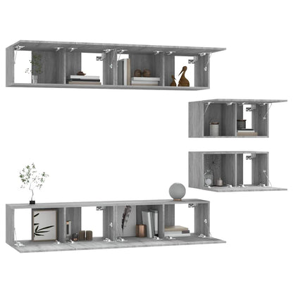 6 Piece TV Cabinet Set Grey Sonoma Engineered Wood
