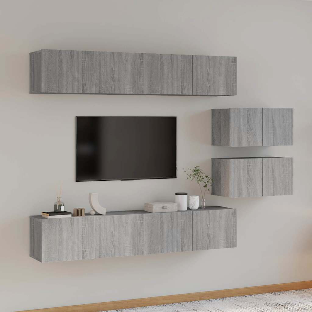 6 Piece TV Cabinet Set Grey Sonoma Engineered Wood