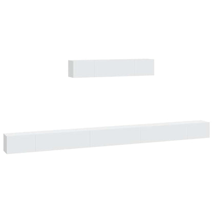 6 Piece TV Cabinet Set White Engineered Wood