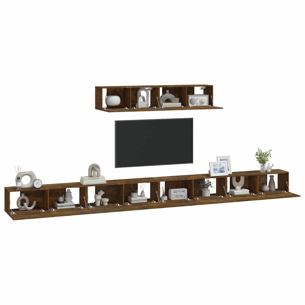 6 Piece TV Cabinet Set Smoked Oak Engineered Wood