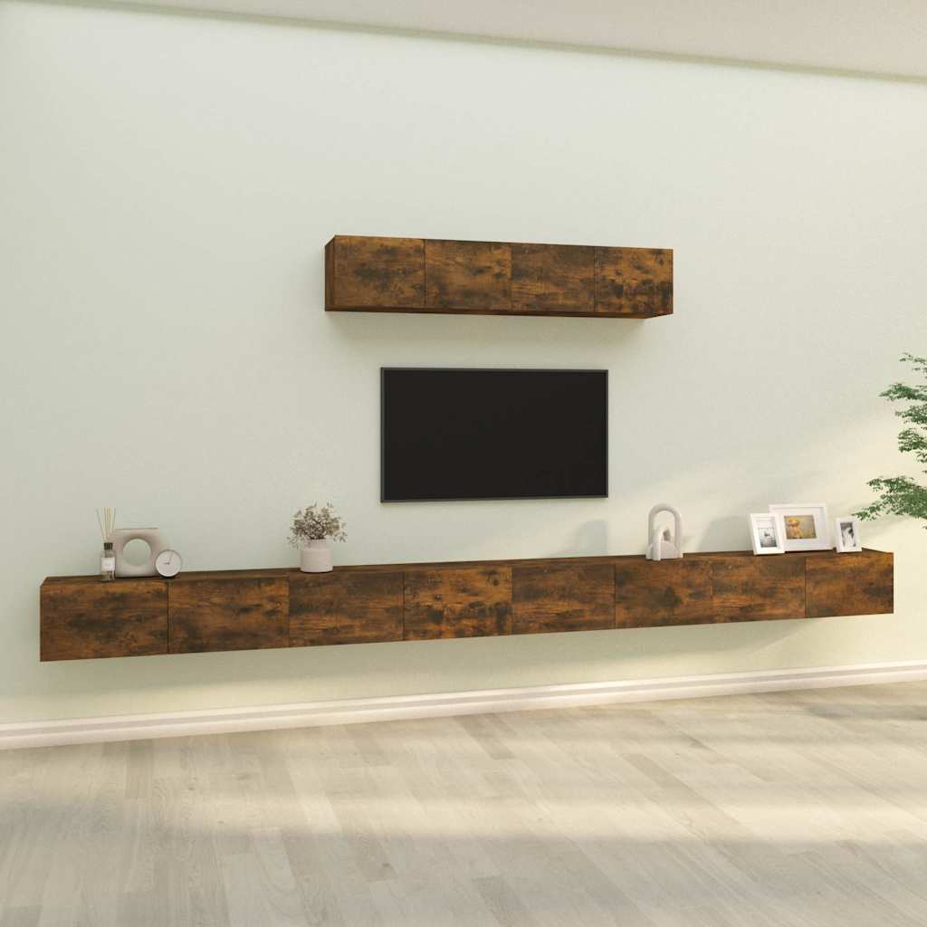 6 Piece TV Cabinet Set Smoked Oak Engineered Wood