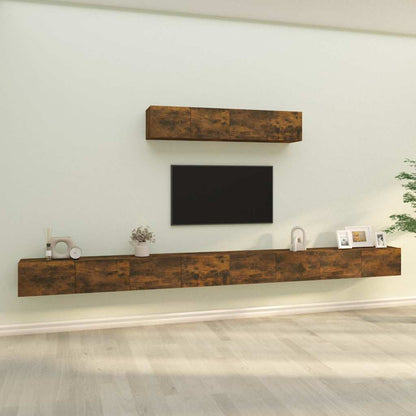 6 Piece TV Cabinet Set Smoked Oak Engineered Wood