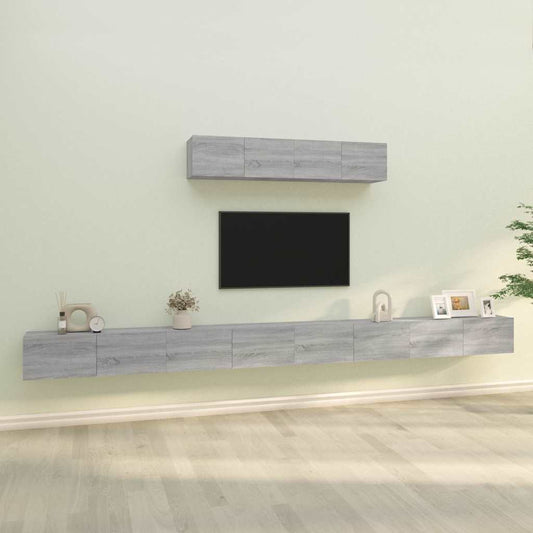 6 Piece TV Cabinet Set Grey Sonoma Engineered Wood