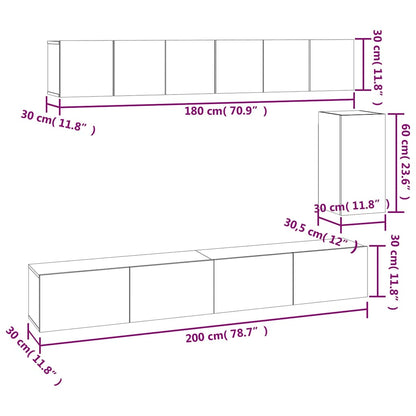 6 Piece TV Cabinet Set Smoked Oak Engineered Wood