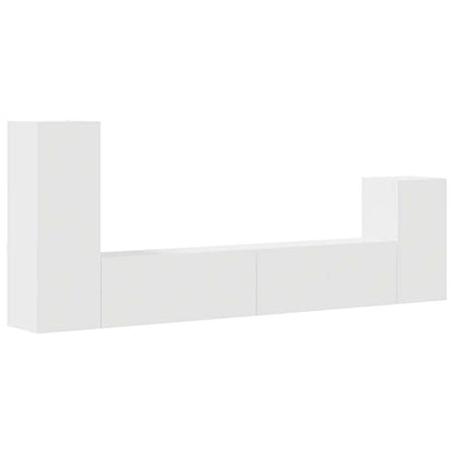 4 Piece TV Cabinet Set White Engineered Wood