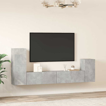 4 Piece TV Cabinet Set Concrete Grey Engineered Wood