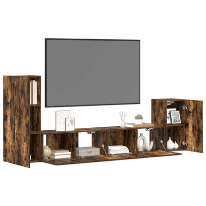 4 Piece TV Cabinet Set Smoked Oak Engineered Wood