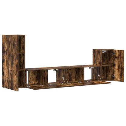 4 Piece TV Cabinet Set Smoked Oak Engineered Wood
