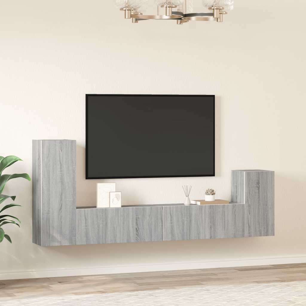 4 Piece TV Cabinet Set Grey Sonoma Engineered Wood