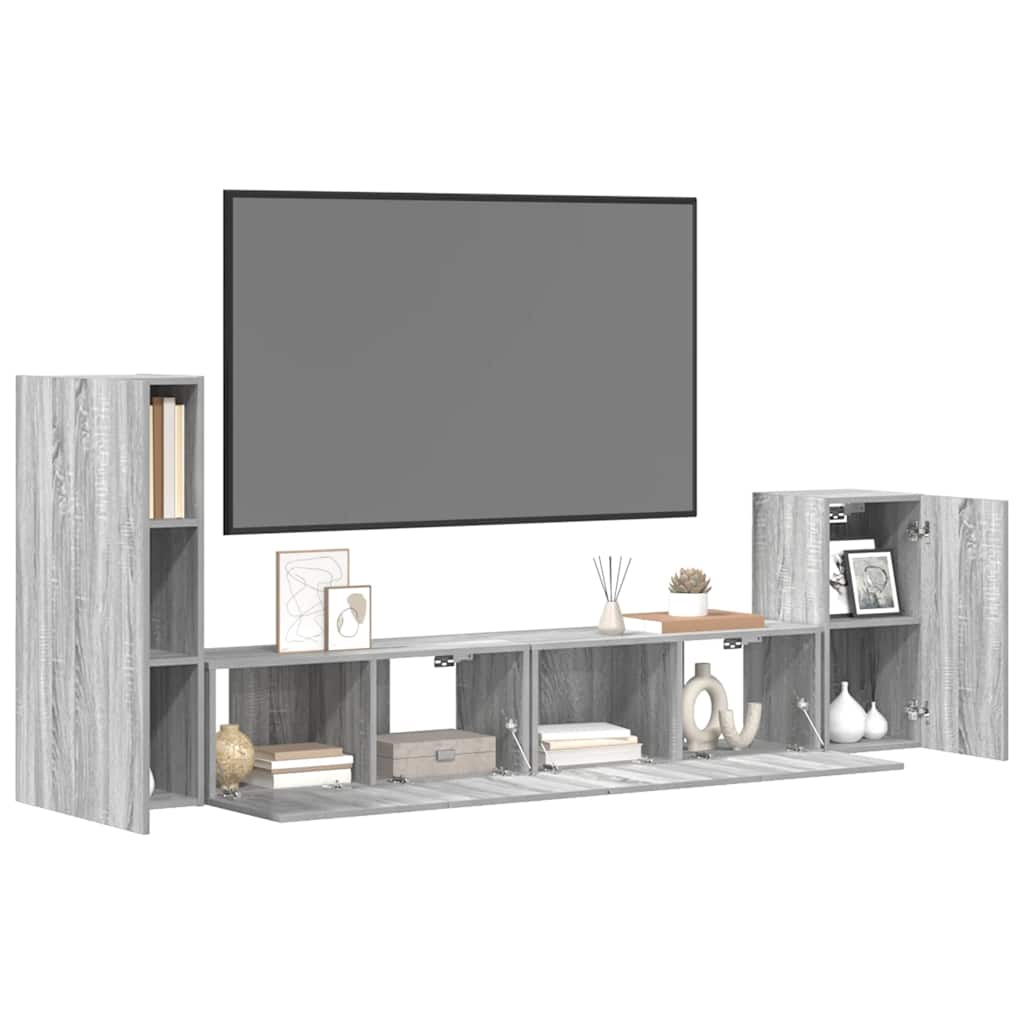 4 Piece TV Cabinet Set Grey Sonoma Engineered Wood