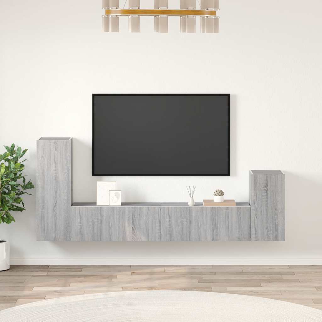 4 Piece TV Cabinet Set Grey Sonoma Engineered Wood