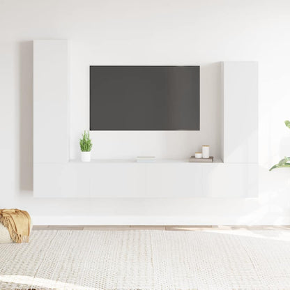 4 Piece TV Cabinet Set White Engineered Wood