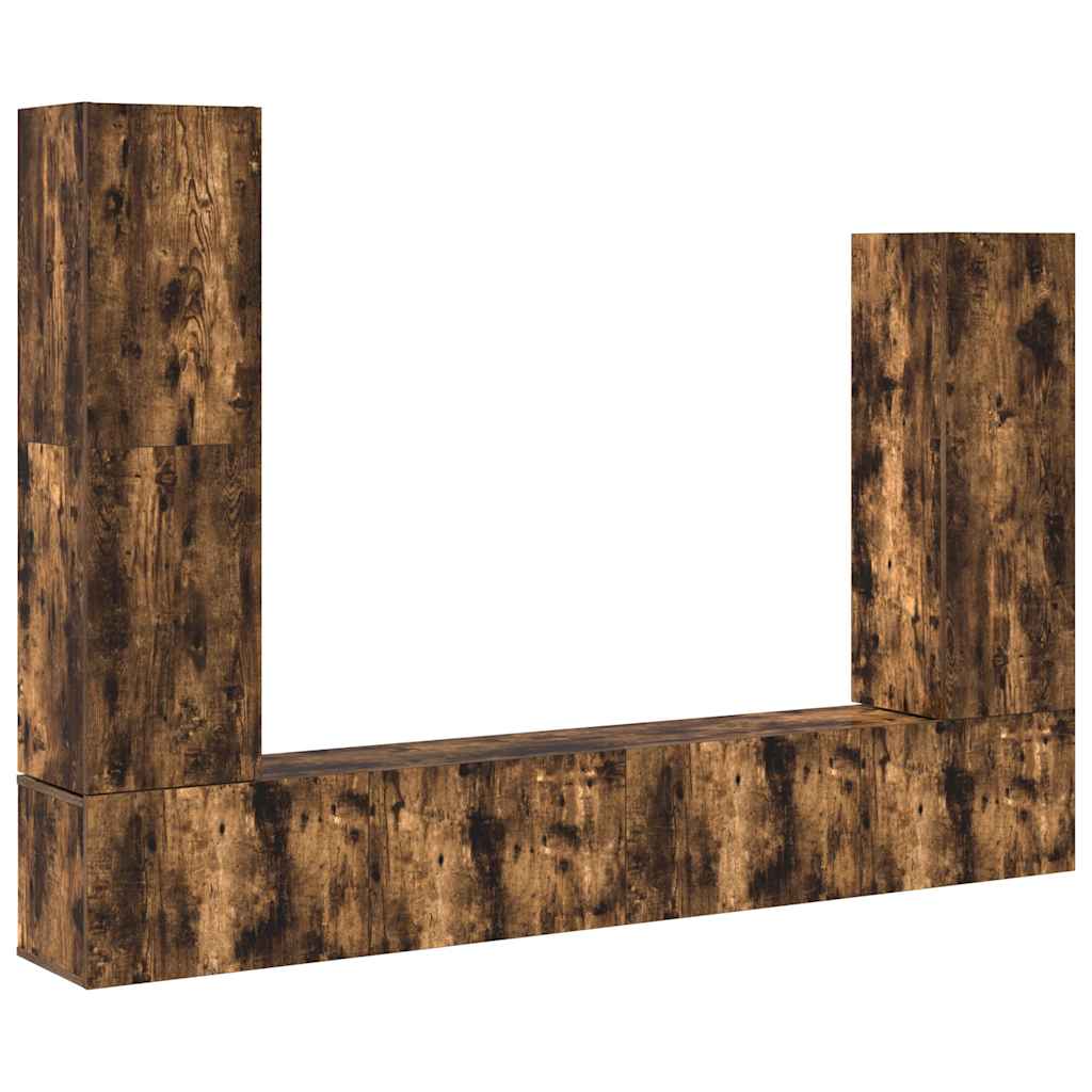 4 Piece TV Cabinet Set Smoked Oak Engineered Wood