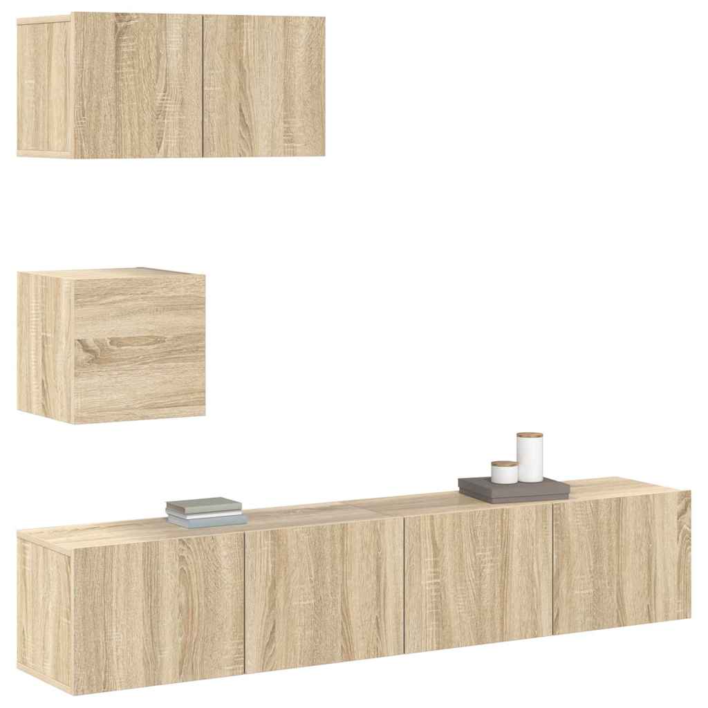 4 Piece TV Cabinet Set Sonoma Oak Engineered Wood