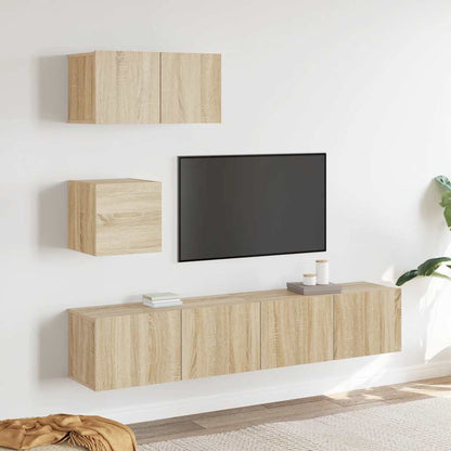 4 Piece TV Cabinet Set Sonoma Oak Engineered Wood