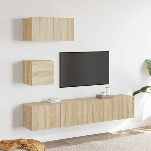 4 Piece TV Cabinet Set Sonoma Oak Engineered Wood