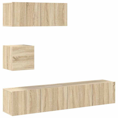 4 Piece TV Cabinet Set Sonoma Oak Engineered Wood