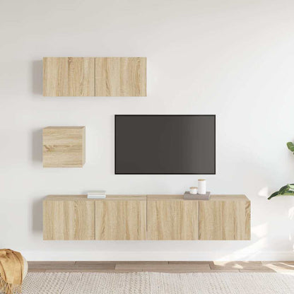 4 Piece TV Cabinet Set Sonoma Oak Engineered Wood