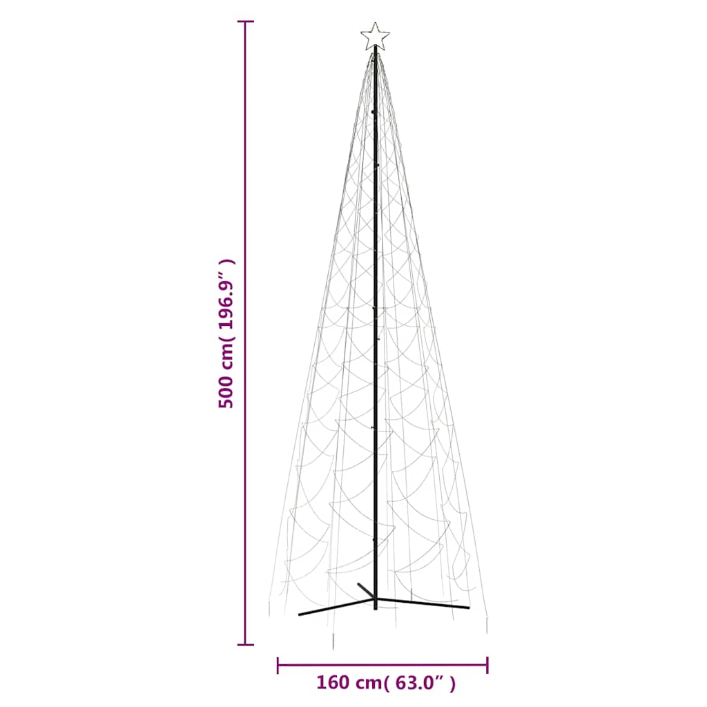 Christmas Cone Tree Warm White 1400 LEDs 160x500 cm